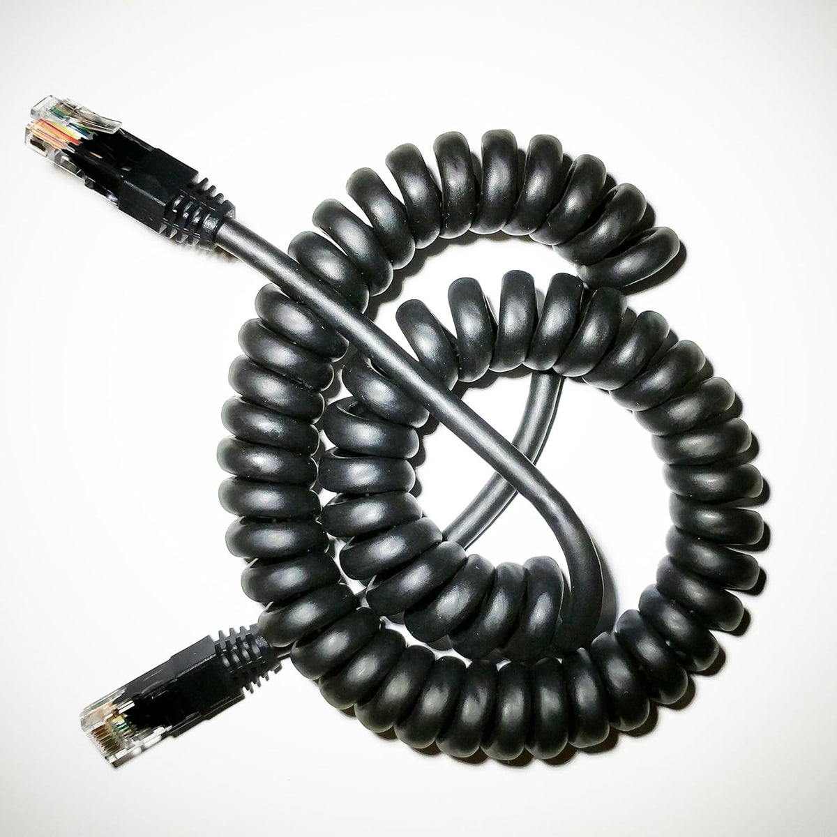 Curlynet 24AWG spiral coiled Ethernet cable front view