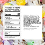 Assorted flavors of individually wrapped salt water taffy spread out