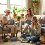 Complete 60-piece knitting kit laid out with accessories