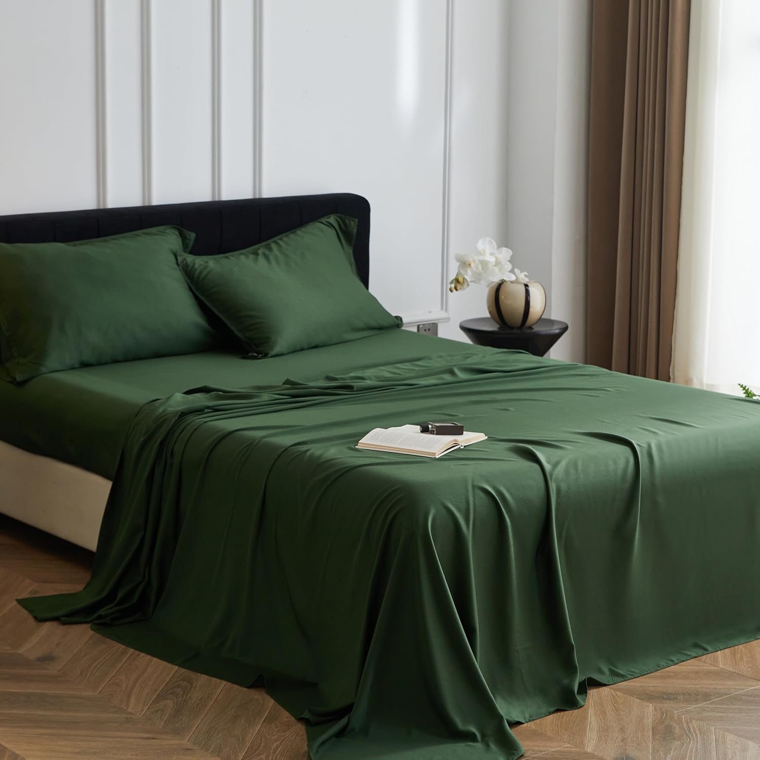 Simple and Opulence bamboo viscose twin bed sheet set front view