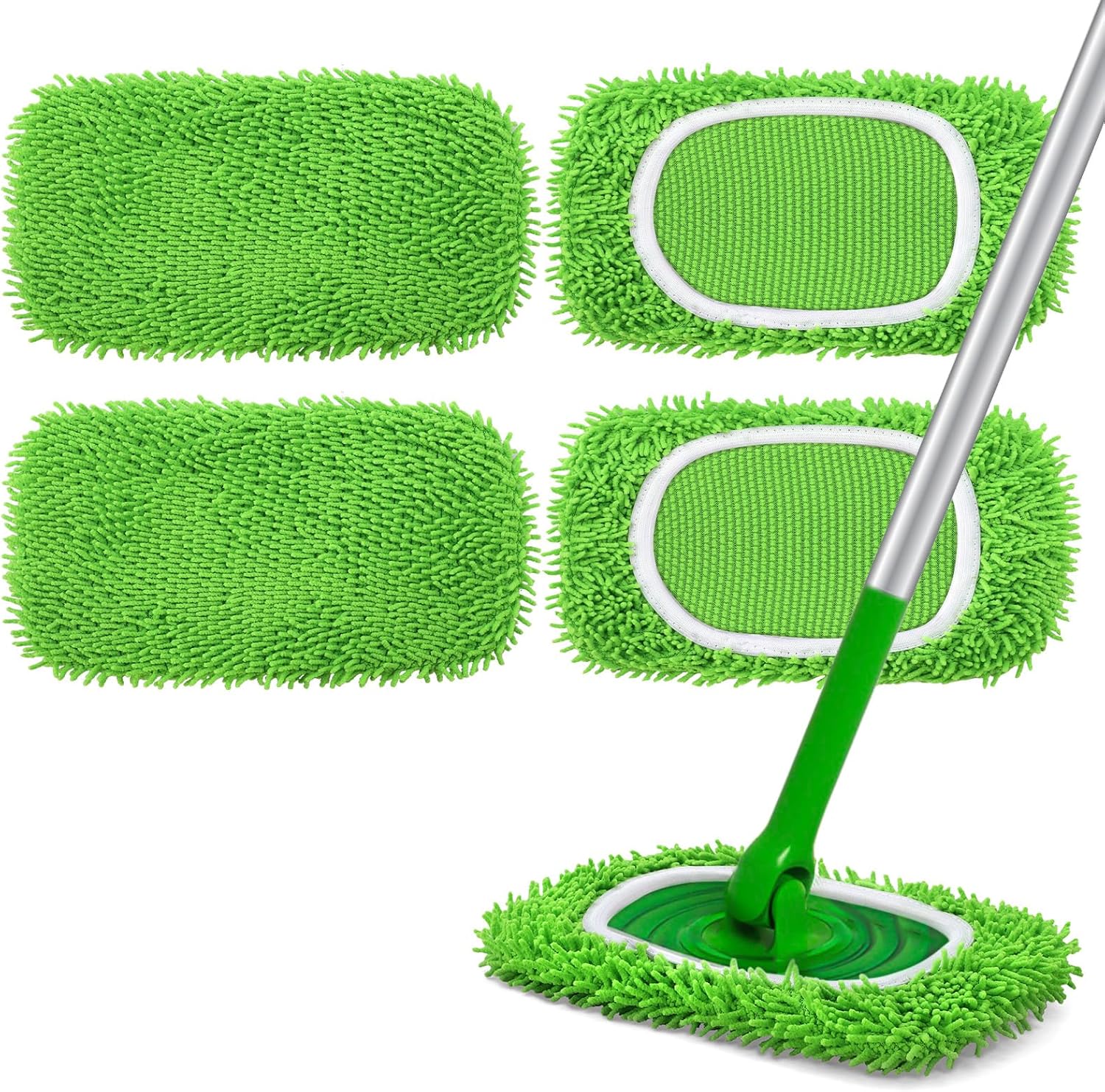 Yicotira reusable microfiber mop pads pack of four front view for eco friendly floor cleaning.