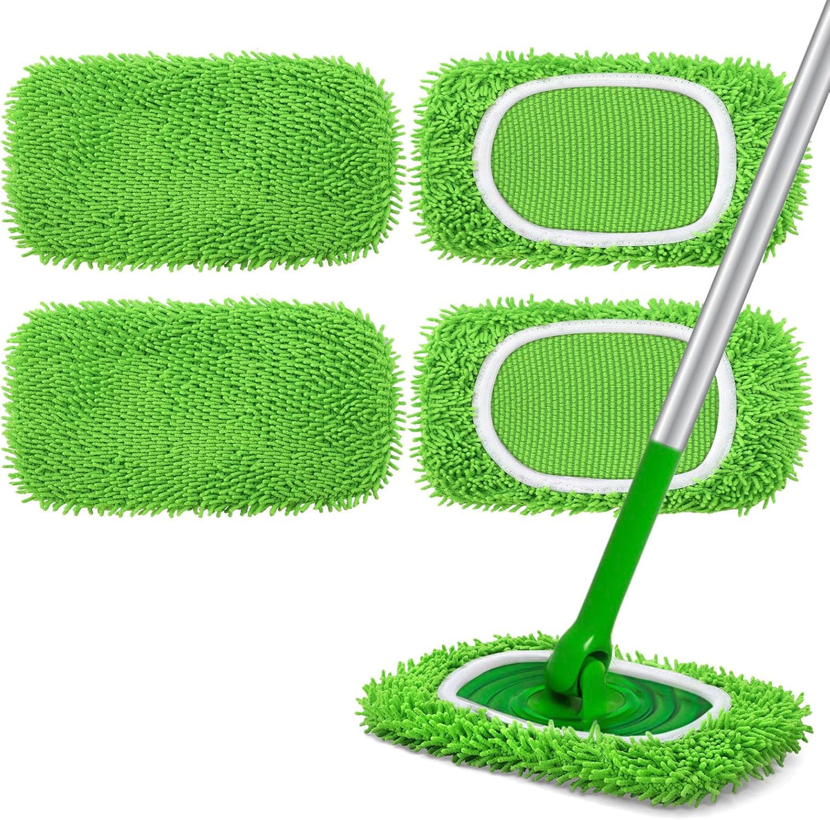 Yicotira reusable microfiber mop pads pack of four front view for eco friendly floor cleaning.