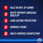 Domestos original bleach bottle side profile view