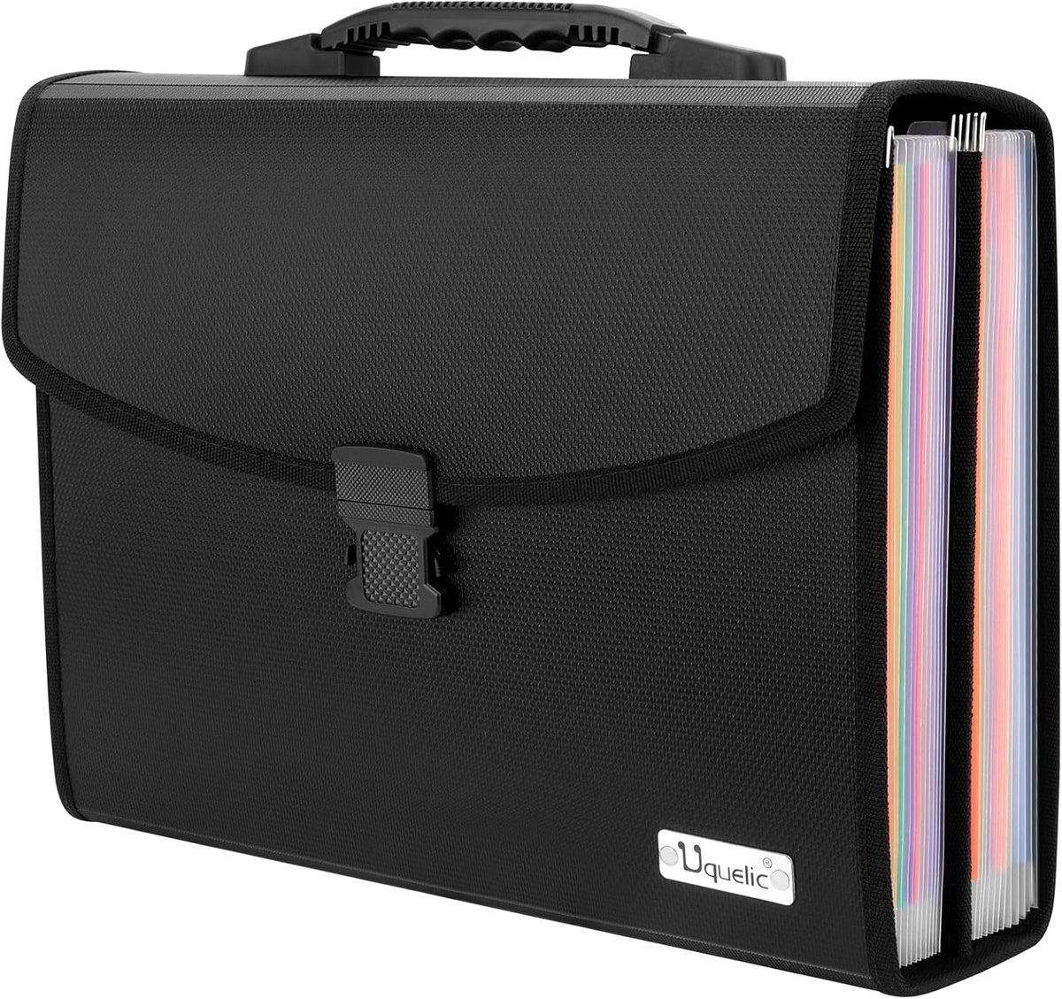 Uquelic 26 Pockets Expanding File Folder Organizer, Durable Buckle | Accordion Folder Base with Ergonomic Portable Handle, Large A4 Letter Size Document Organizer, Folders with Pockets - Image 9