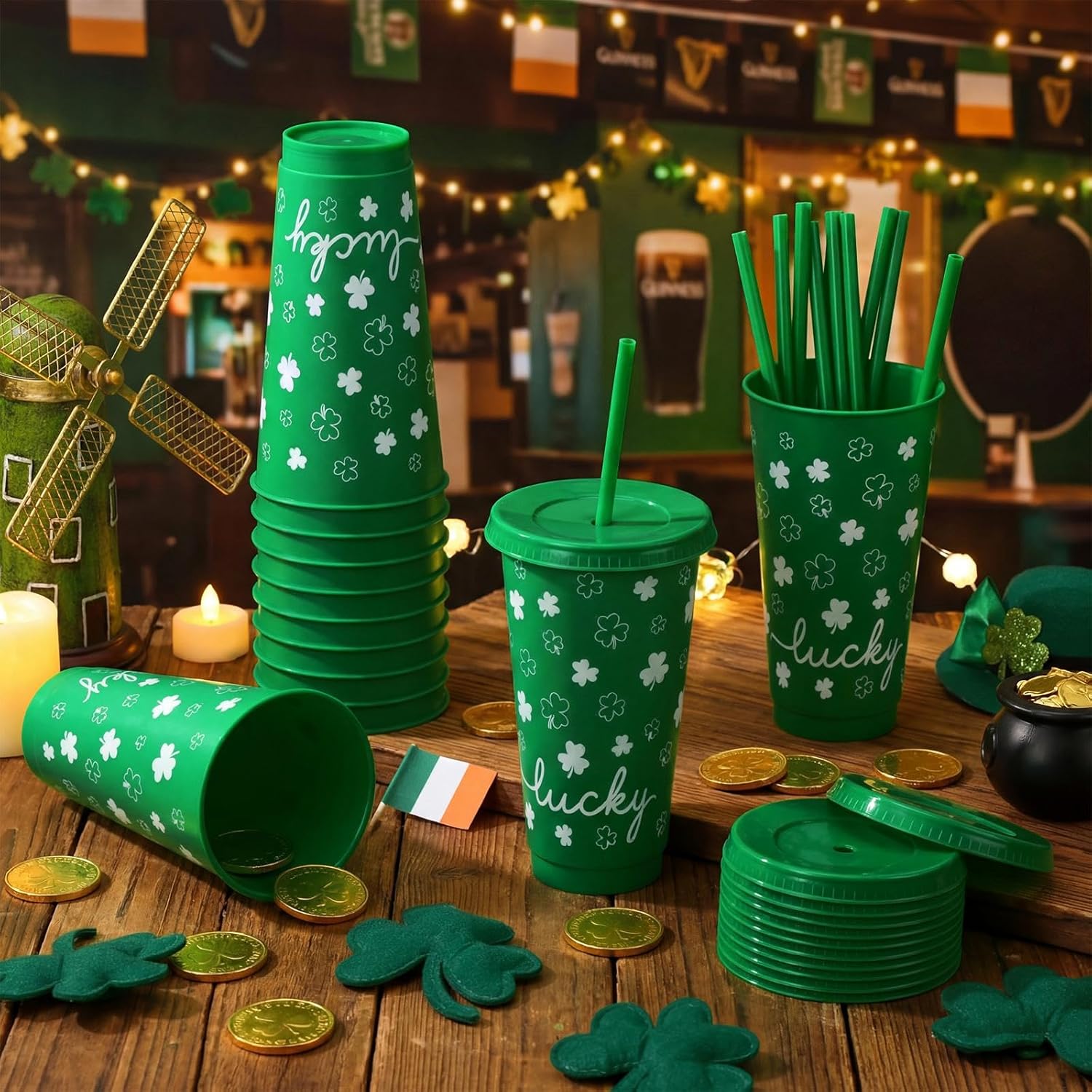 FoldTier 12 pack St Patricks Day cups front view