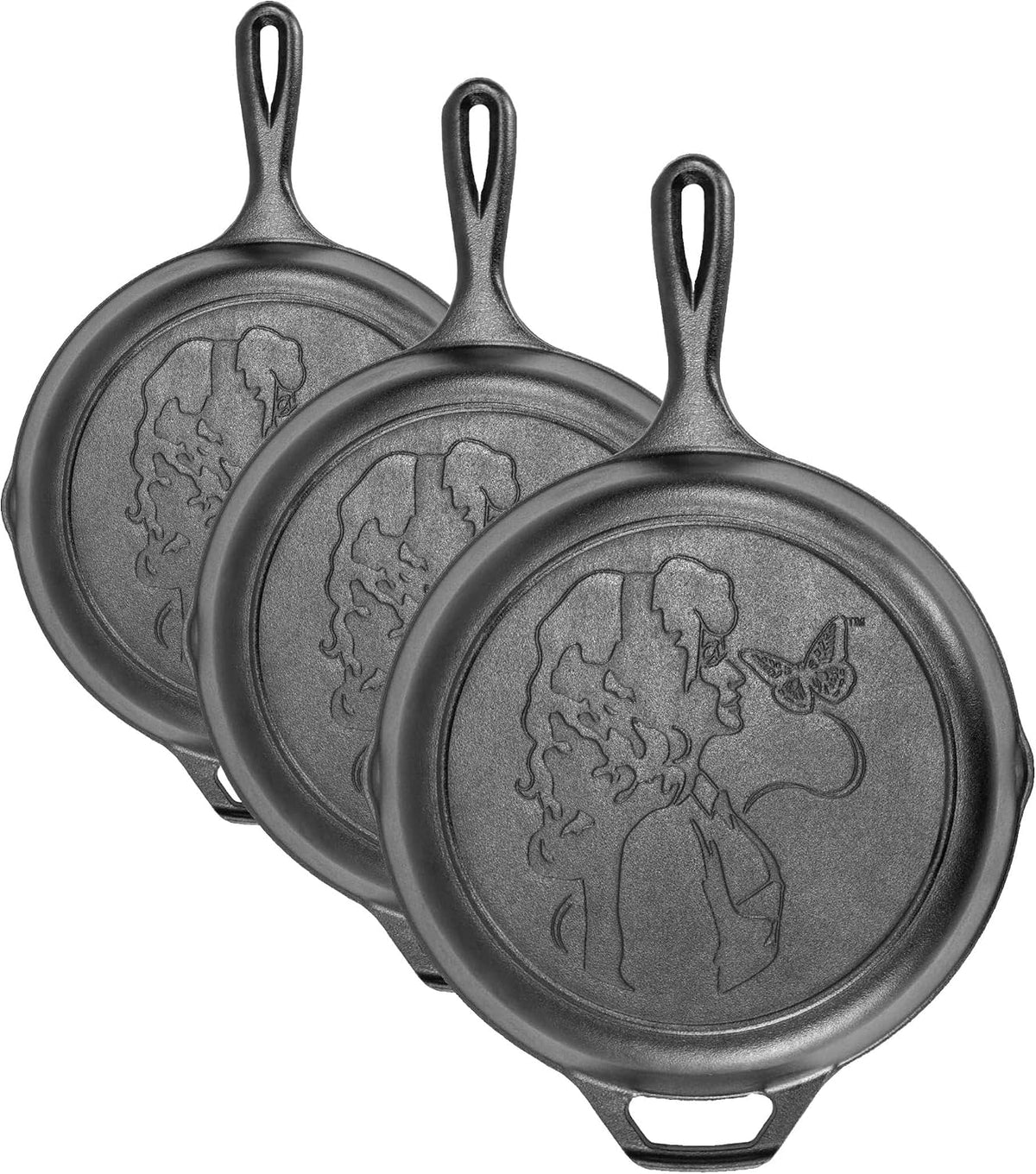 Lodge 10.25 Inch Dolly Parton Pre-Seasoned Cast Iron Stamped Skillet - Signature Teardrop Handle - Use in the Oven, on the Stove, on the Grill, or Over a Campfire, Black - Image 11