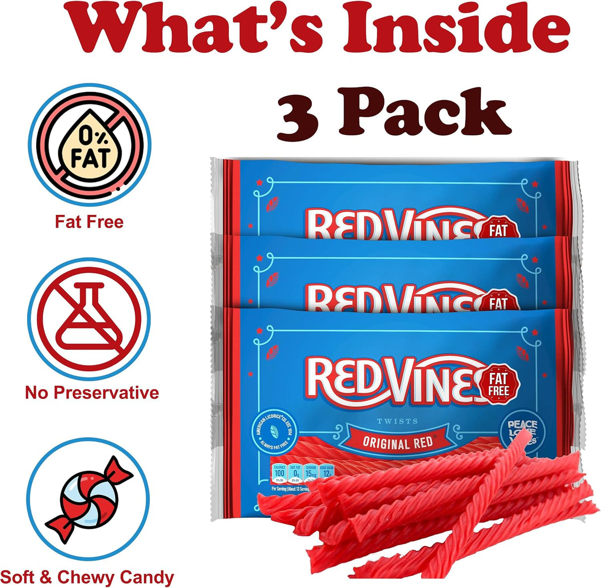 Red Vines soft and chewy raspberry flavor candy trays stack view
