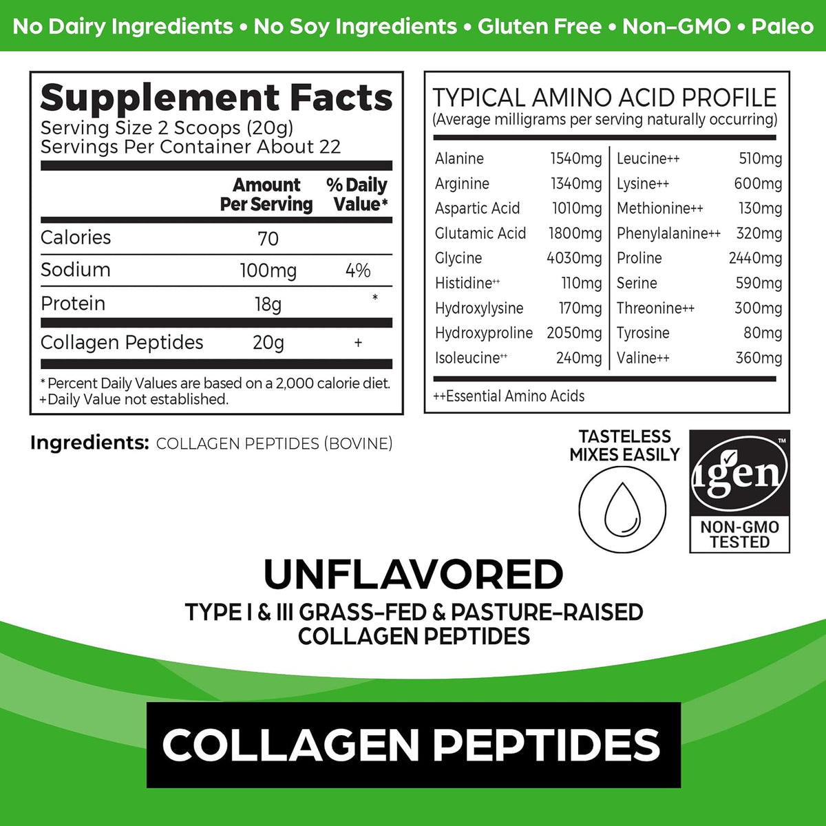 Orgain collagen powder mixed into a glass of water