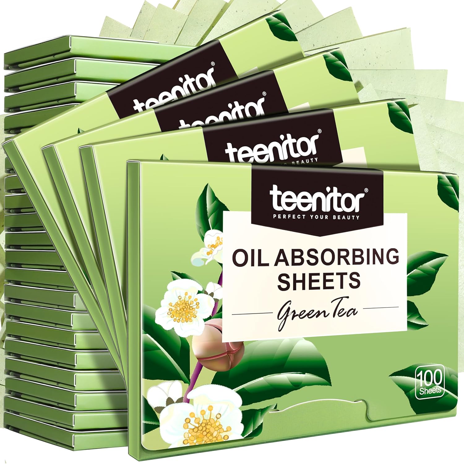 Teenitor green tea oil blotting sheets front product view
