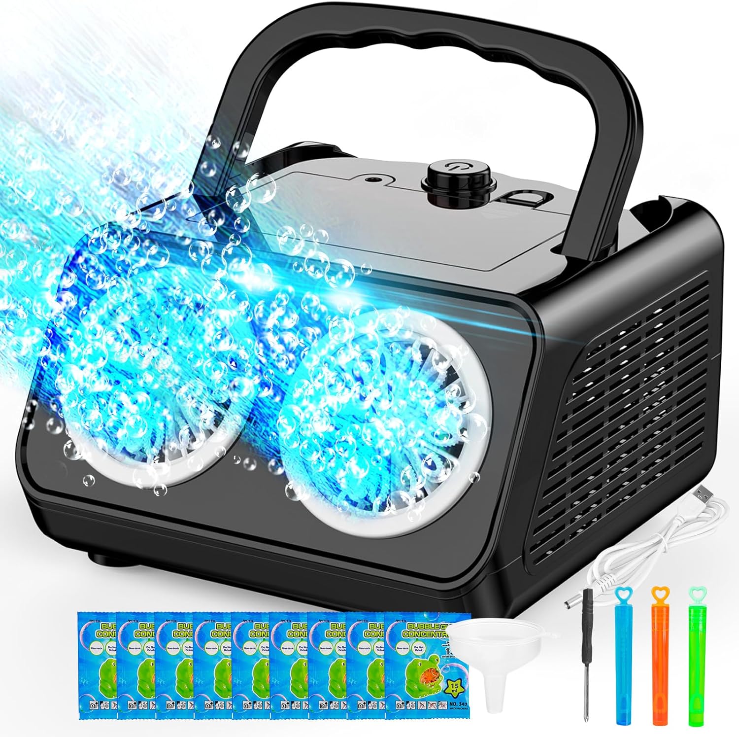 Shcke automatic bubble machine front view with bubble blower fans