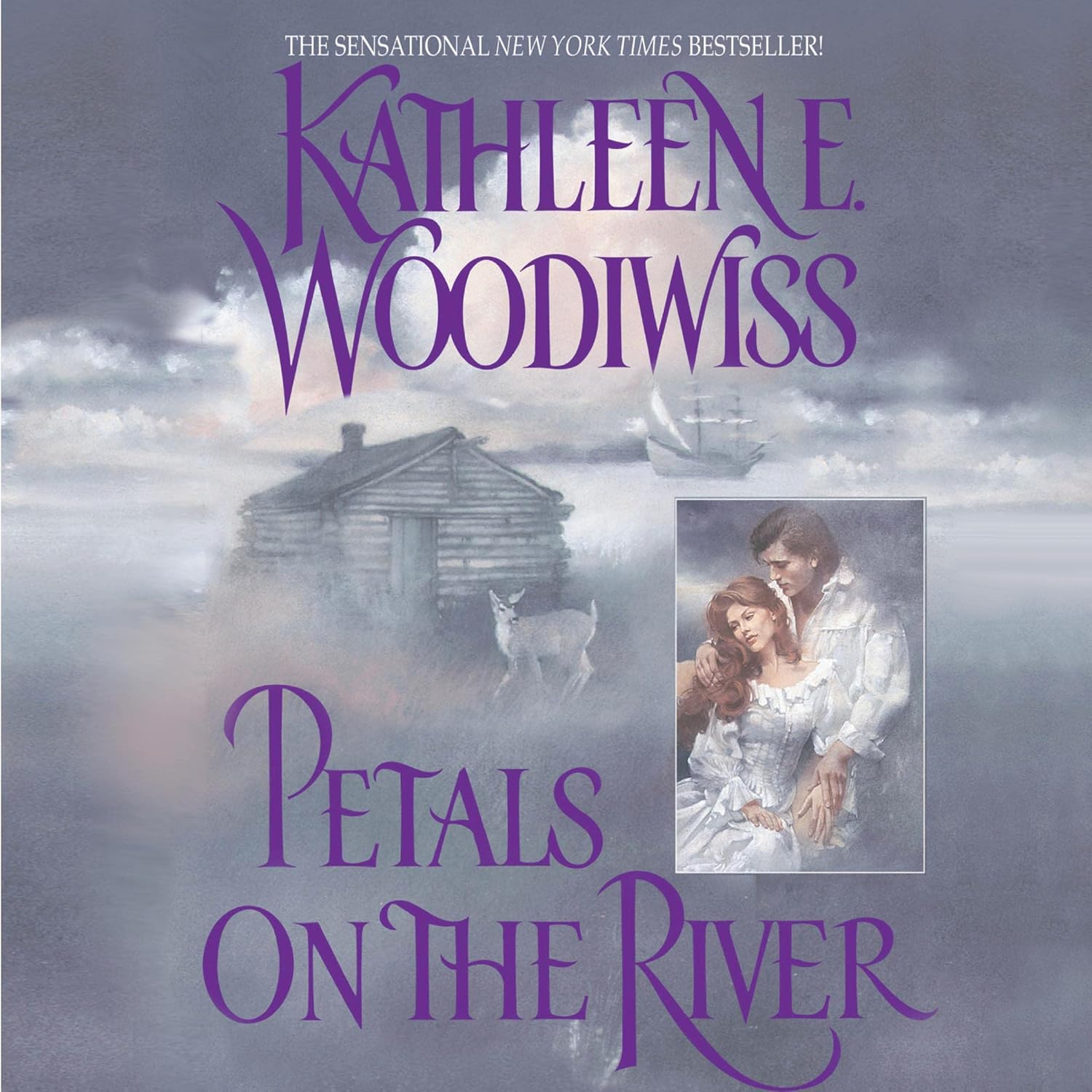 Kathleen E Woodiwiss Petals on the River audio CD front cover historical romance novel
