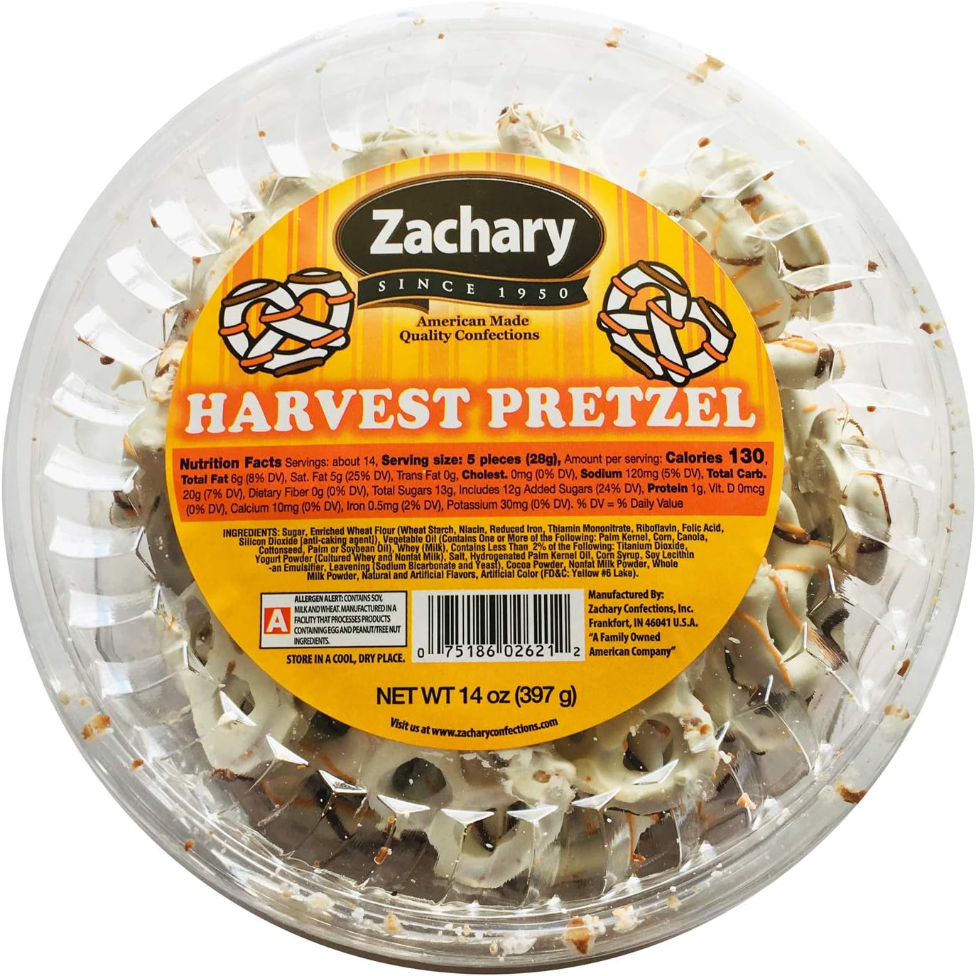 Zachary Halloween White Chocolate Covered Pretzels 14 Ounce front view
