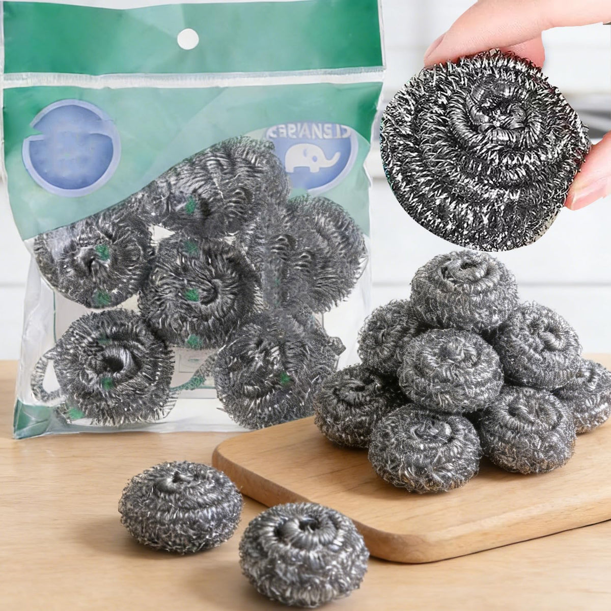 Hotiary stainless steel cleaning ball set front view