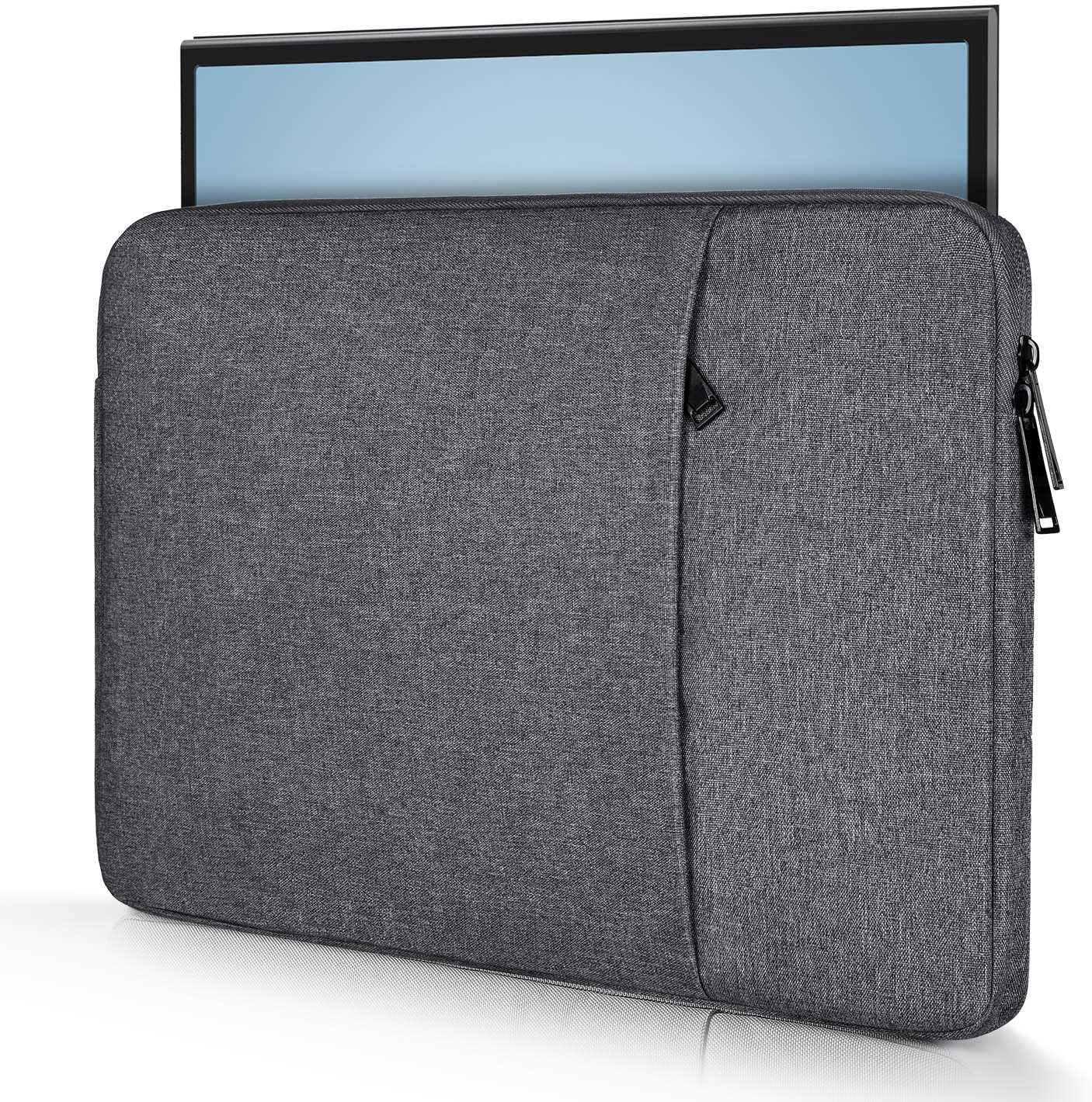 CaseDeer portable monitor case sleeve space grey front view showcasing front accessory pocket