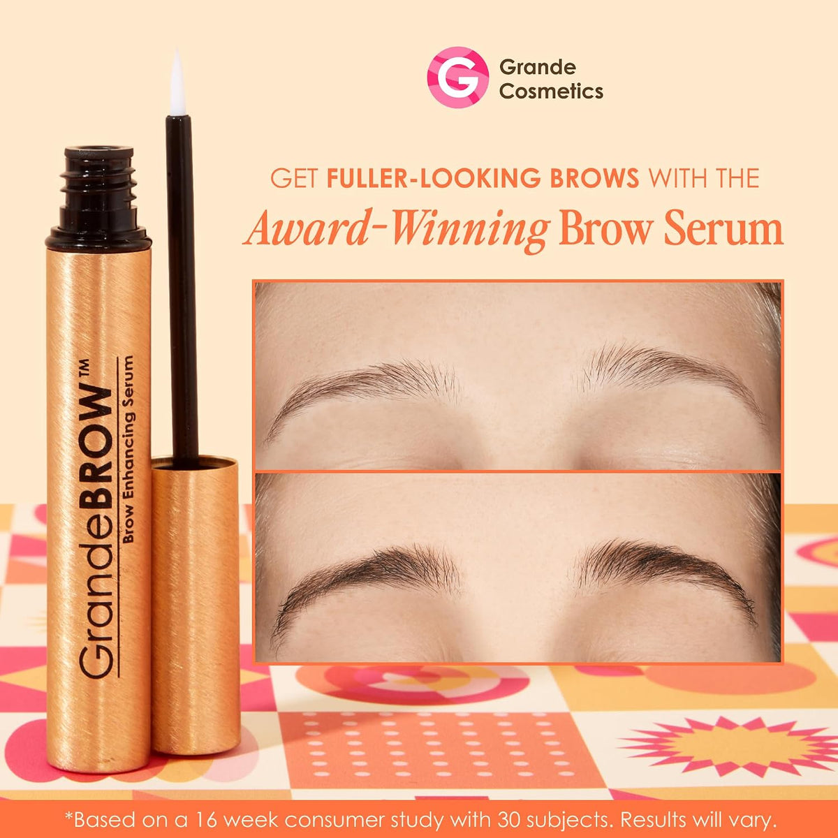 Grande Cosmetics GrandeBROW serum bottle with applicator wand