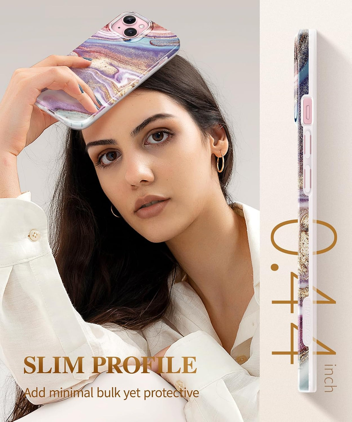 GVIEWIN slim TPU case side profile highlighting raised lips