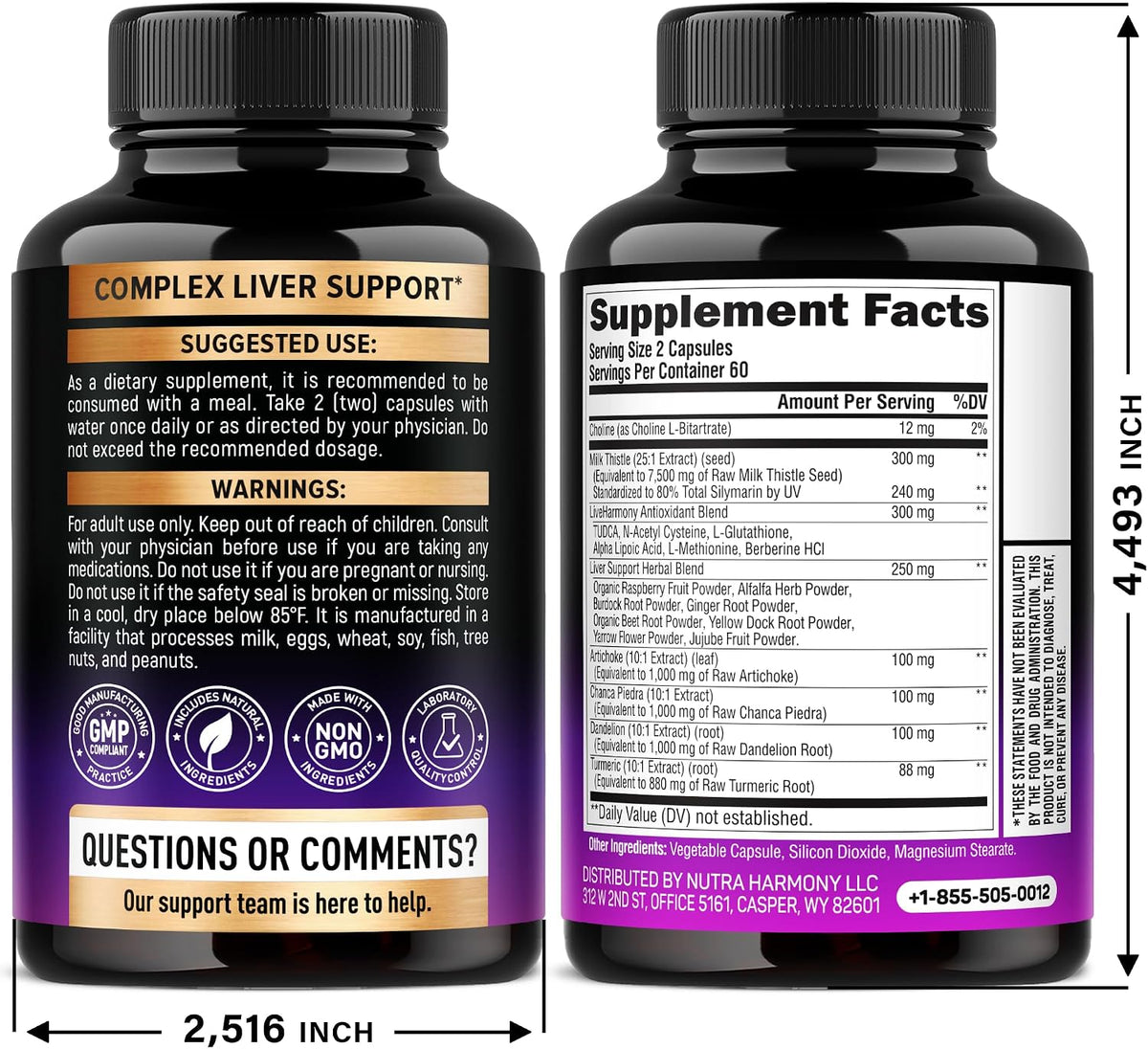 NutraHarmony Liver Cleanse supplement facts and ingredients label detail