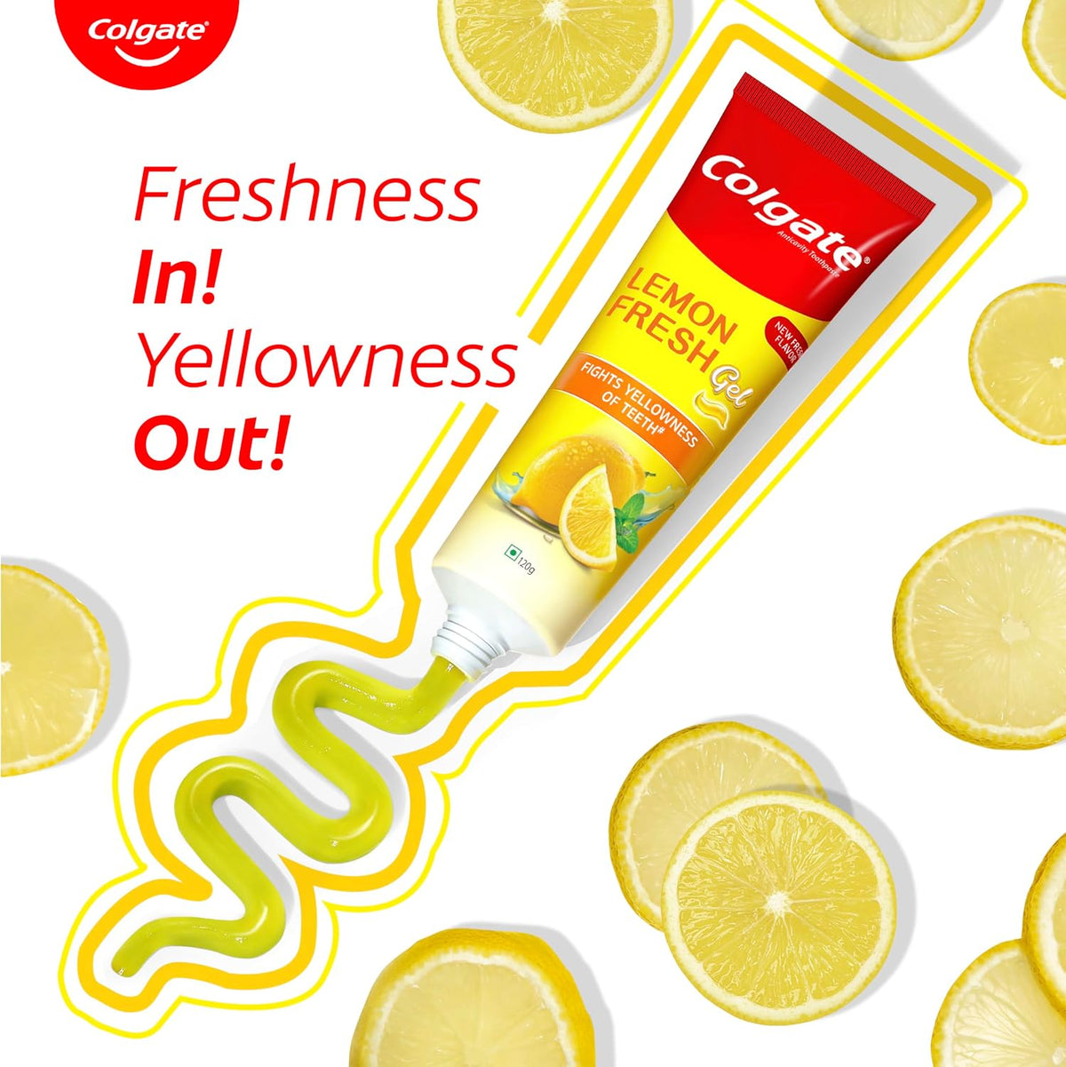 Colgate Lemon Fresh Gel Toothpaste citrus lemon flavor illustration