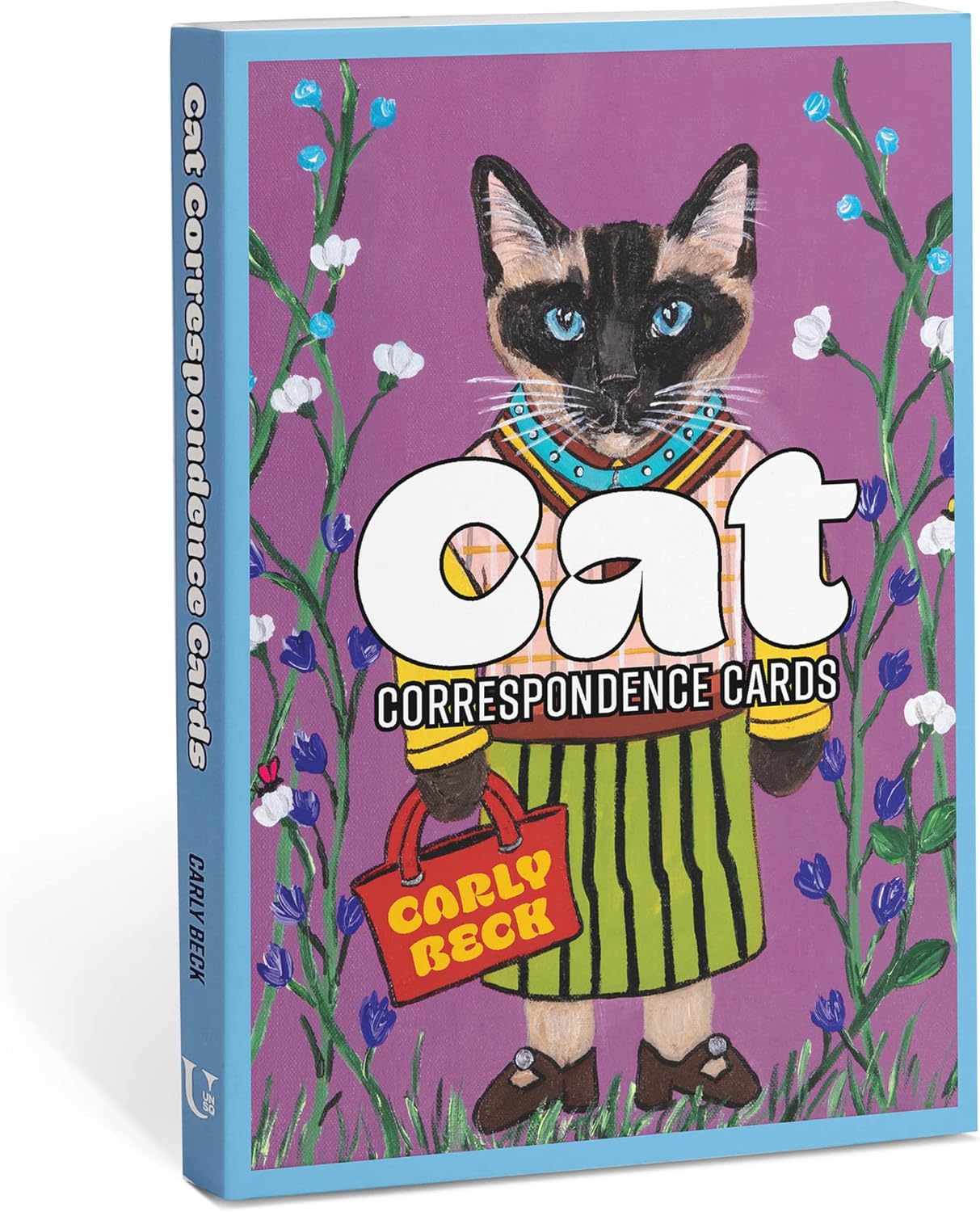 Carly Beck Cat Correspondence Cards front cover featuring whimsical cat portrait illustration