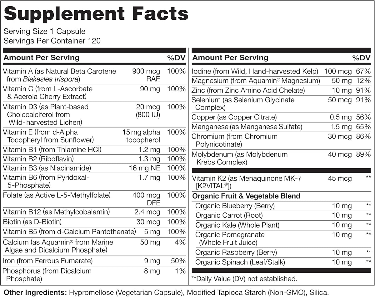 Naturelo plant based vitamin ingredients overview