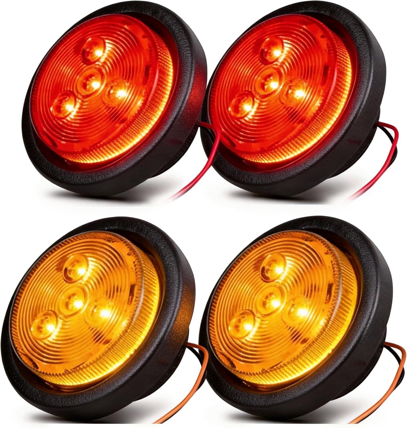 NEW SUN Ultimate round LED trailer marker lights 4 pack front view