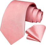 HISDERN Mens Solid Color Ties Formal Satin Necktie and Pocket Square Set Classic Wedding Business Tie & Handkerchief - Image 10