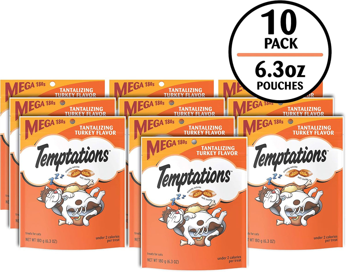 Temptations tantalizing turkey flavor crunchy and soft cat treats pouch