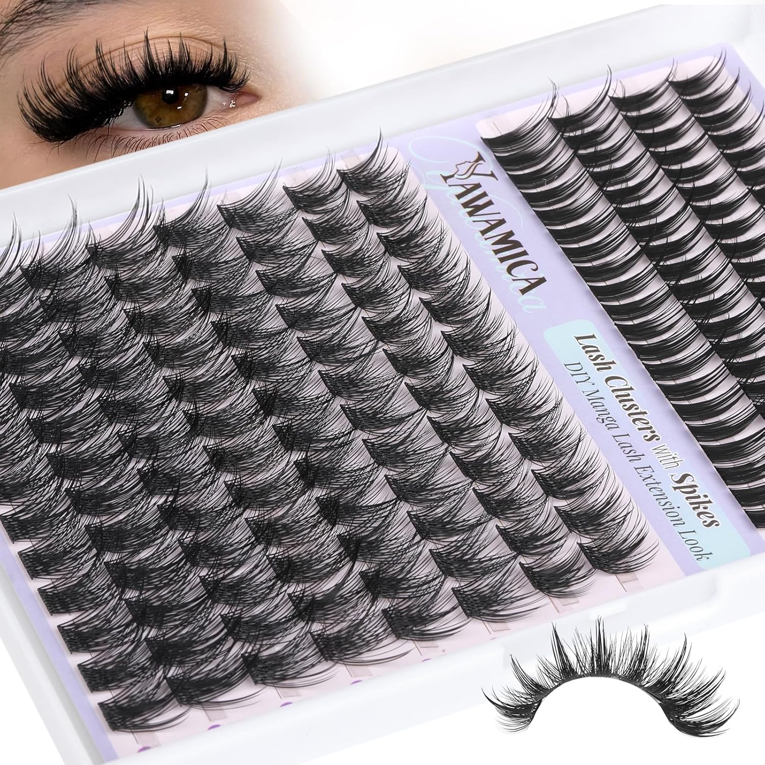 Lash Clusters Manga Eyelash Clusters Wispy Cluster Lashes with Spikes D Curl Cluster Eyelash Extensions 10-16mm Individual Lashes with 13-19mm Spikes Lashes DIY Anime Lash Extension Look by Yawamica - Image 1