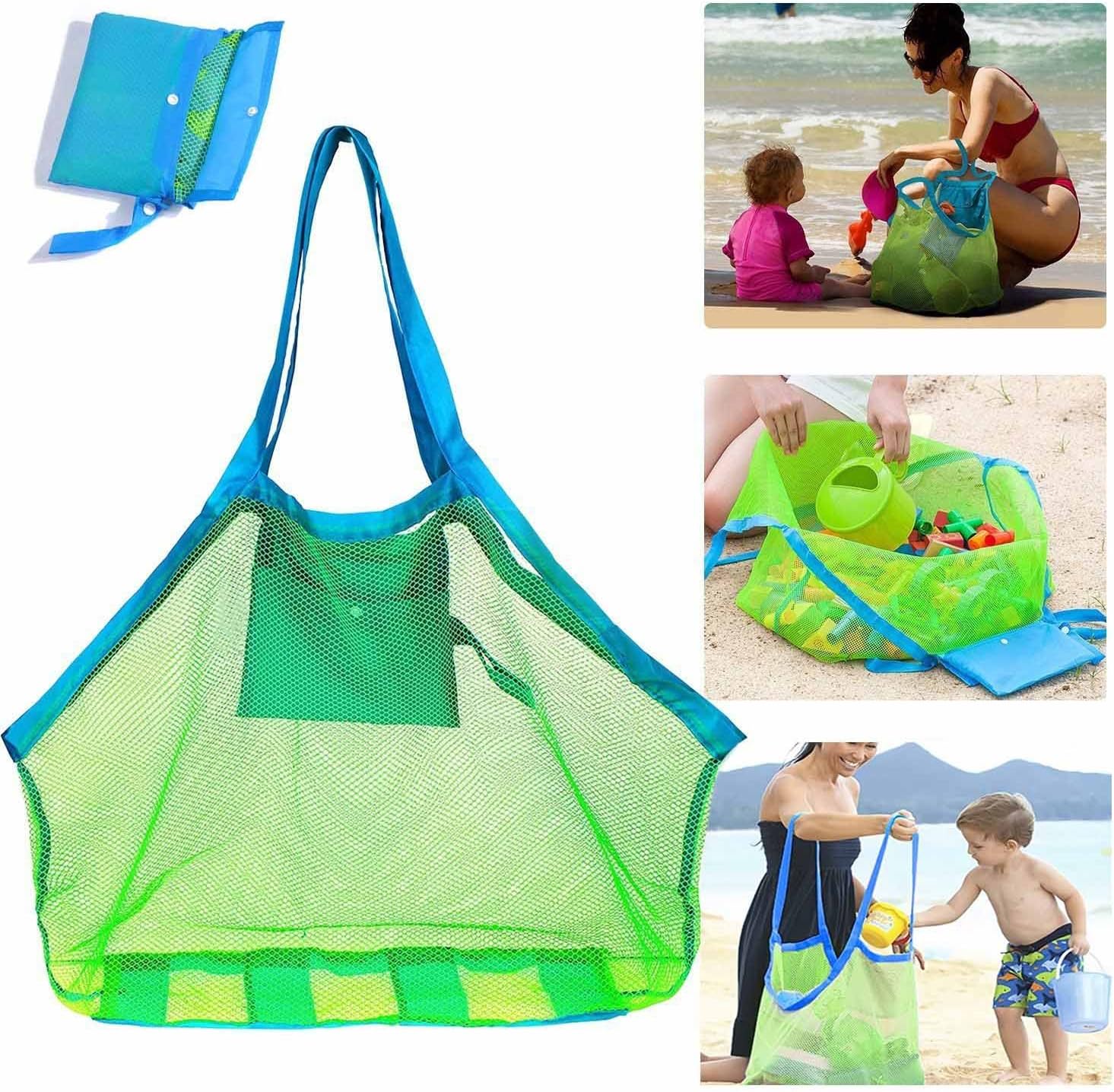 SupMLC mesh extra large beach bag front view showing green color