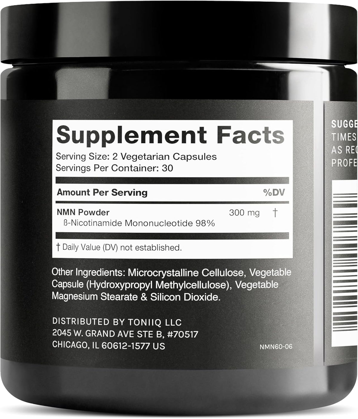 Premium USA sourced Toniiq NMN dietary capsules on clean backdrop for premium beauty wellness