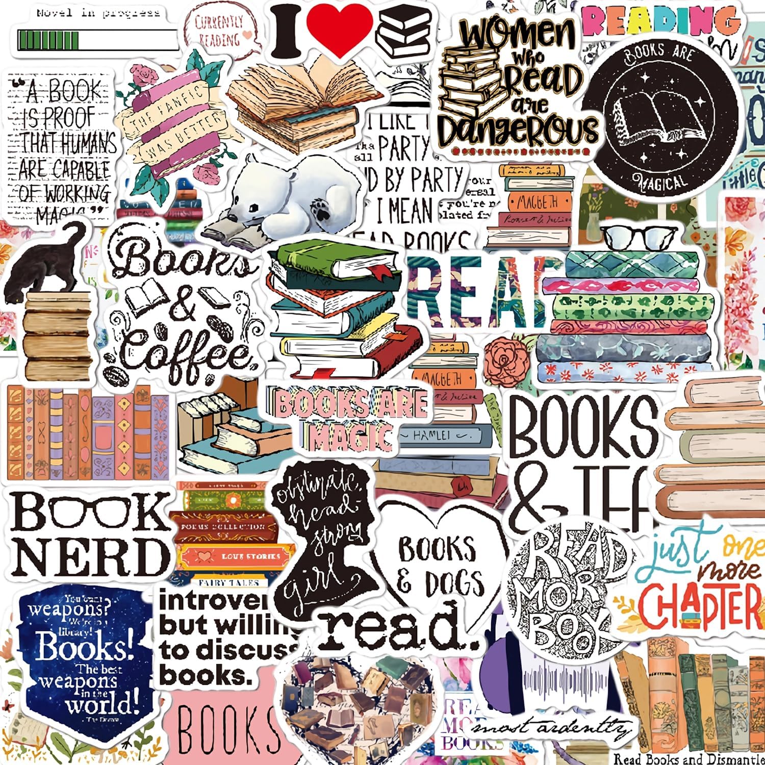 Aimery 50 piece book stickers for Kindle front view