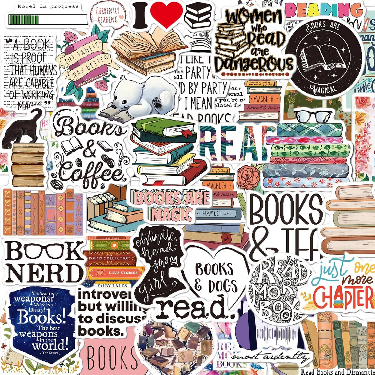Aimery 50 piece book stickers for Kindle front view