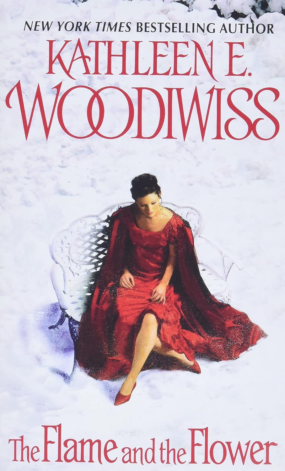 Kathleen E Woodiwiss The Flame and the Flower paperback front view historical romance novel