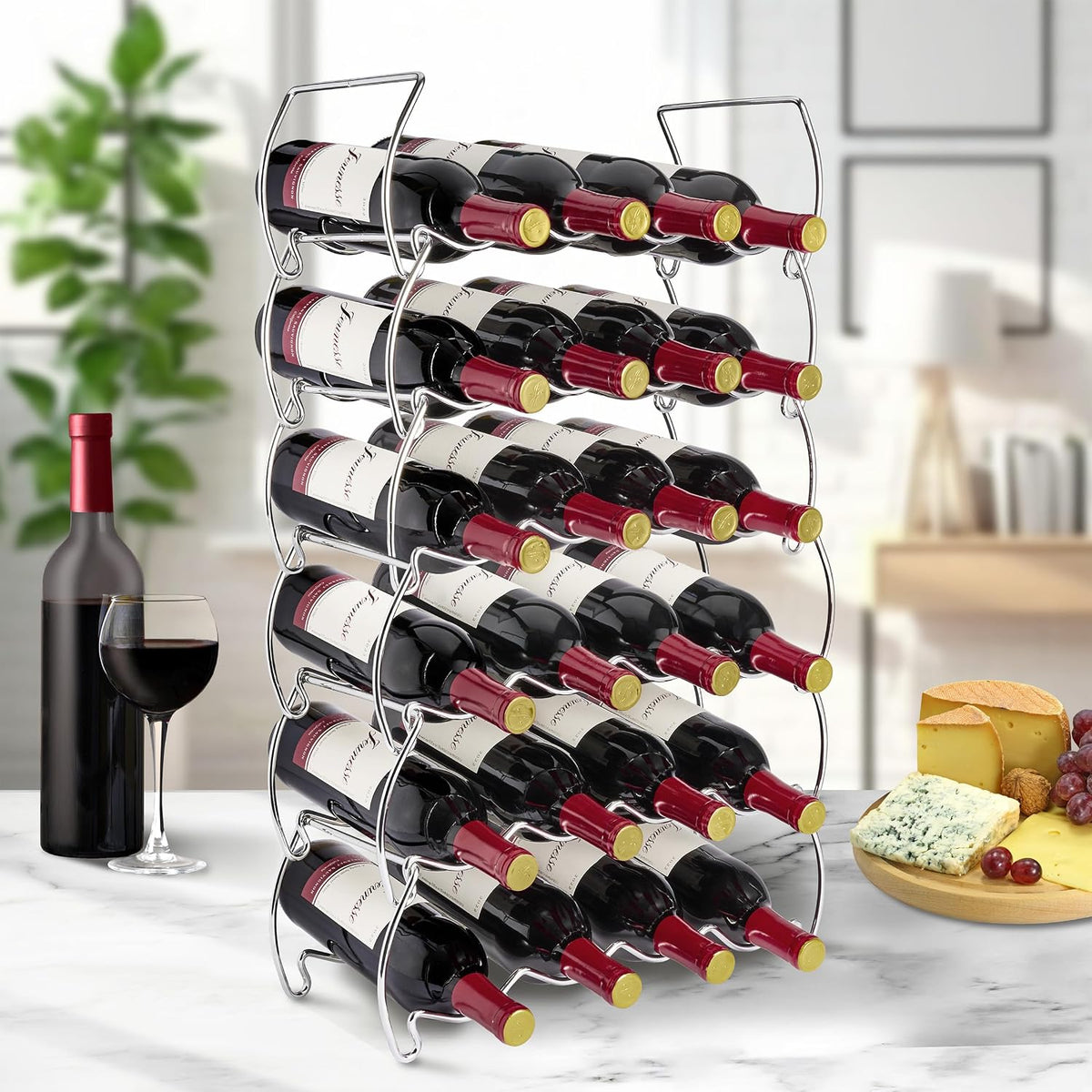 Sorbus metal wine bottle holder holding wine bottles