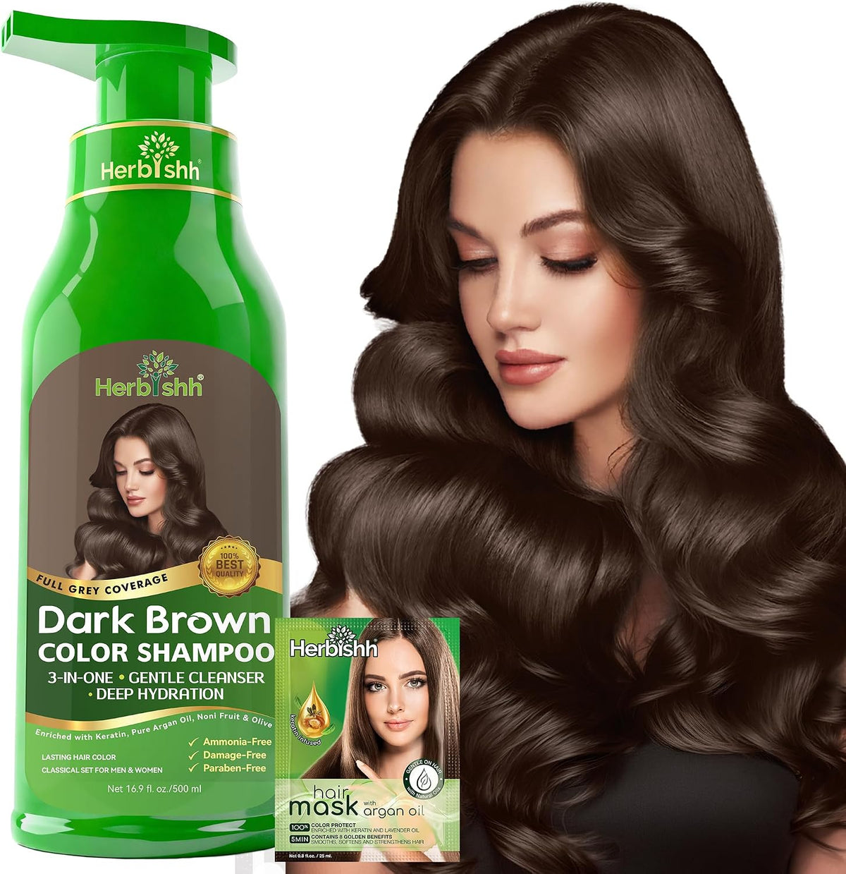 Herbishh Black Hair Dye Shampoo for Gray Hair Coverage 500ml - Image 15