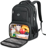 Matein 17 inch laptop backpack front view showing premium black water-resistant fabric