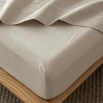 MooMee fitted bottom sheet Queen size in Tannish Linen Grey