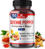 Cayenne Pepper 7 in 1 - with Ginger, Turmeric, Cinnamon, Black Pepper - Promotes Digestive System Function (150-day Supply (Pack of 1)) - Image 1