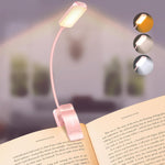 Gritin rechargeable book light front view pink clip on reading lamp