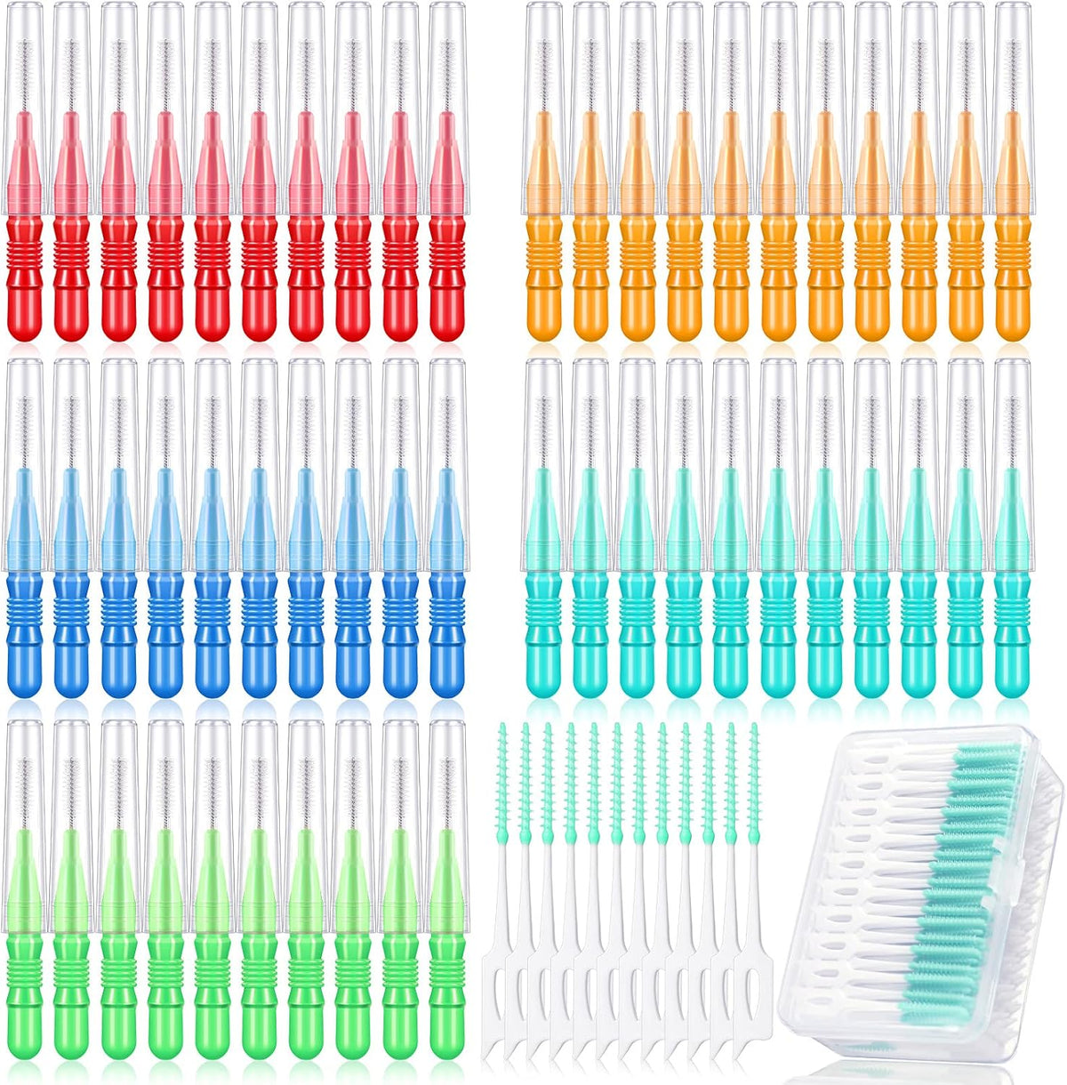 Patelai 350 Pieces Interdental Brush front view showing full oral care cleaning kit container