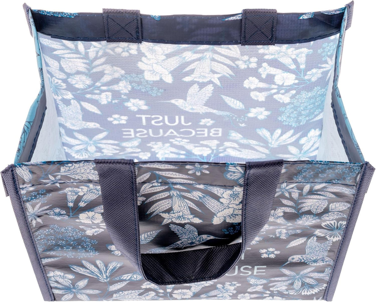Karma medium tote bag showing botanical line art and handles