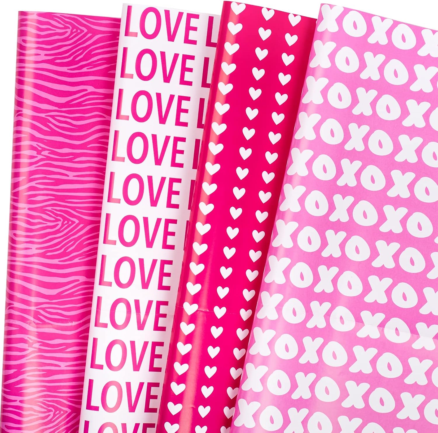 LeZakaa Pink Valentine's LOVE Wrapping Paper set front view