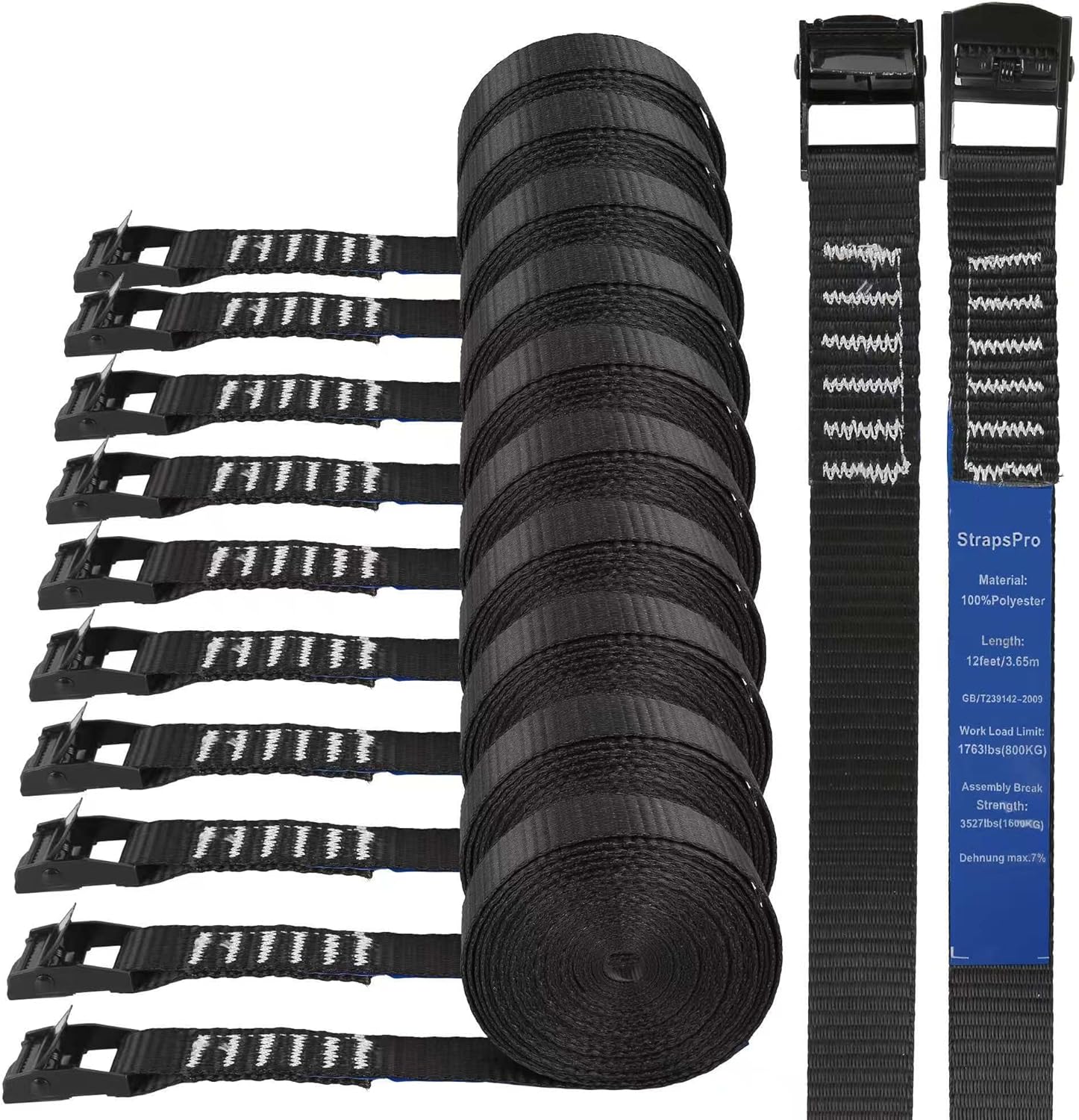 StrapsPro 12ft lashing straps 12 pack front view