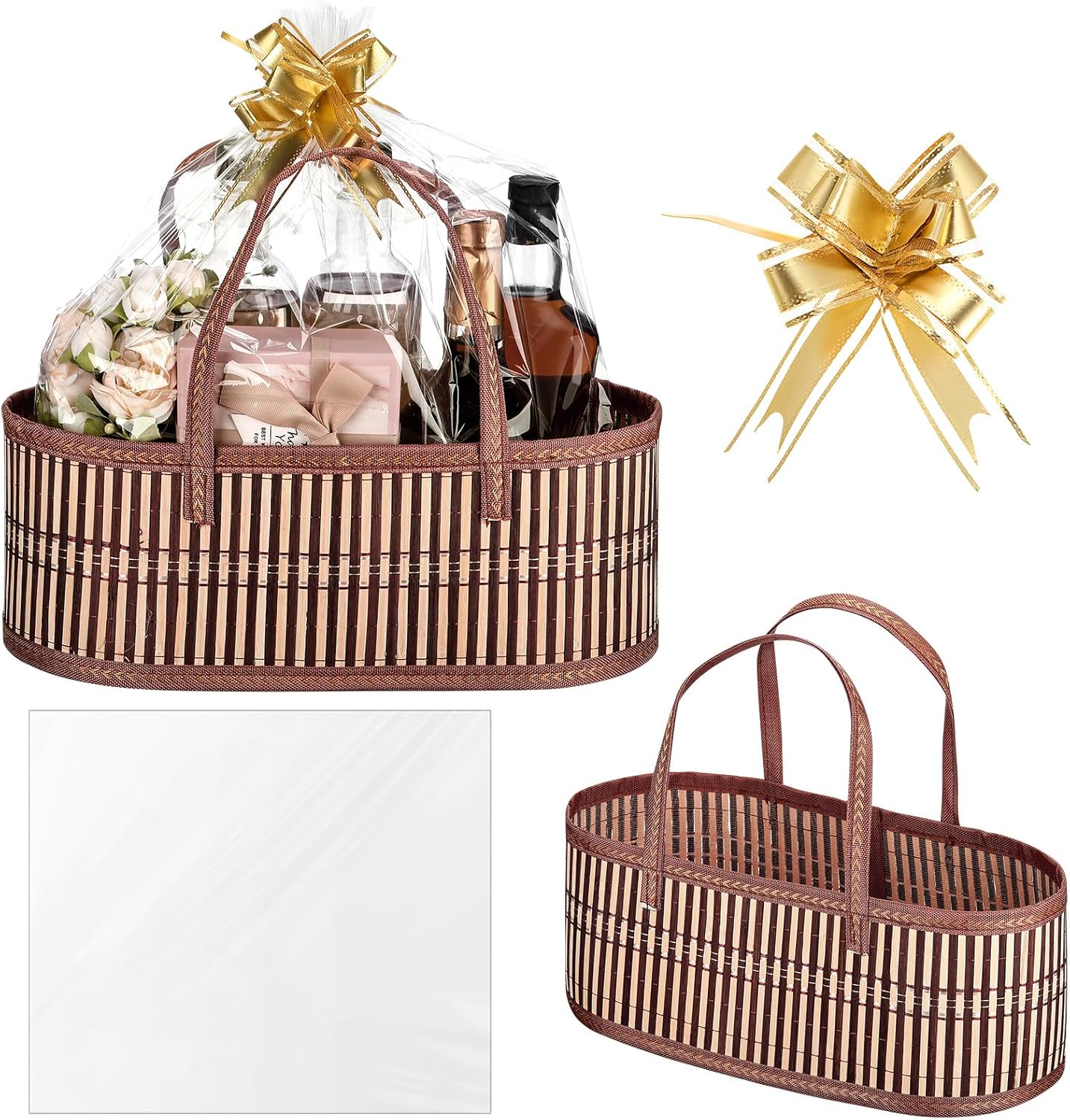 Reallnaive woven baskets for gifts empty large bamboo hamper set front view