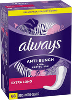 Always daily liners box showing 68 count value pack