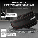 Close-up shot of the 36-inch heavy-duty steel chain on DMoose belt