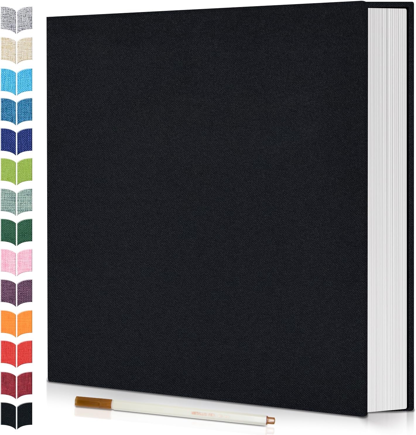 Artfeel self adhesive photo album front view showing premium black linen cloth hardcover design