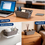 Whitmor Rattique basket showing integrated metal handles