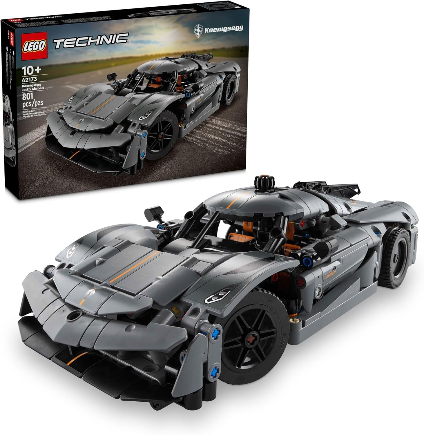 Lego Technic Koenigsegg Jesko Absolut Grey Hypercar front view