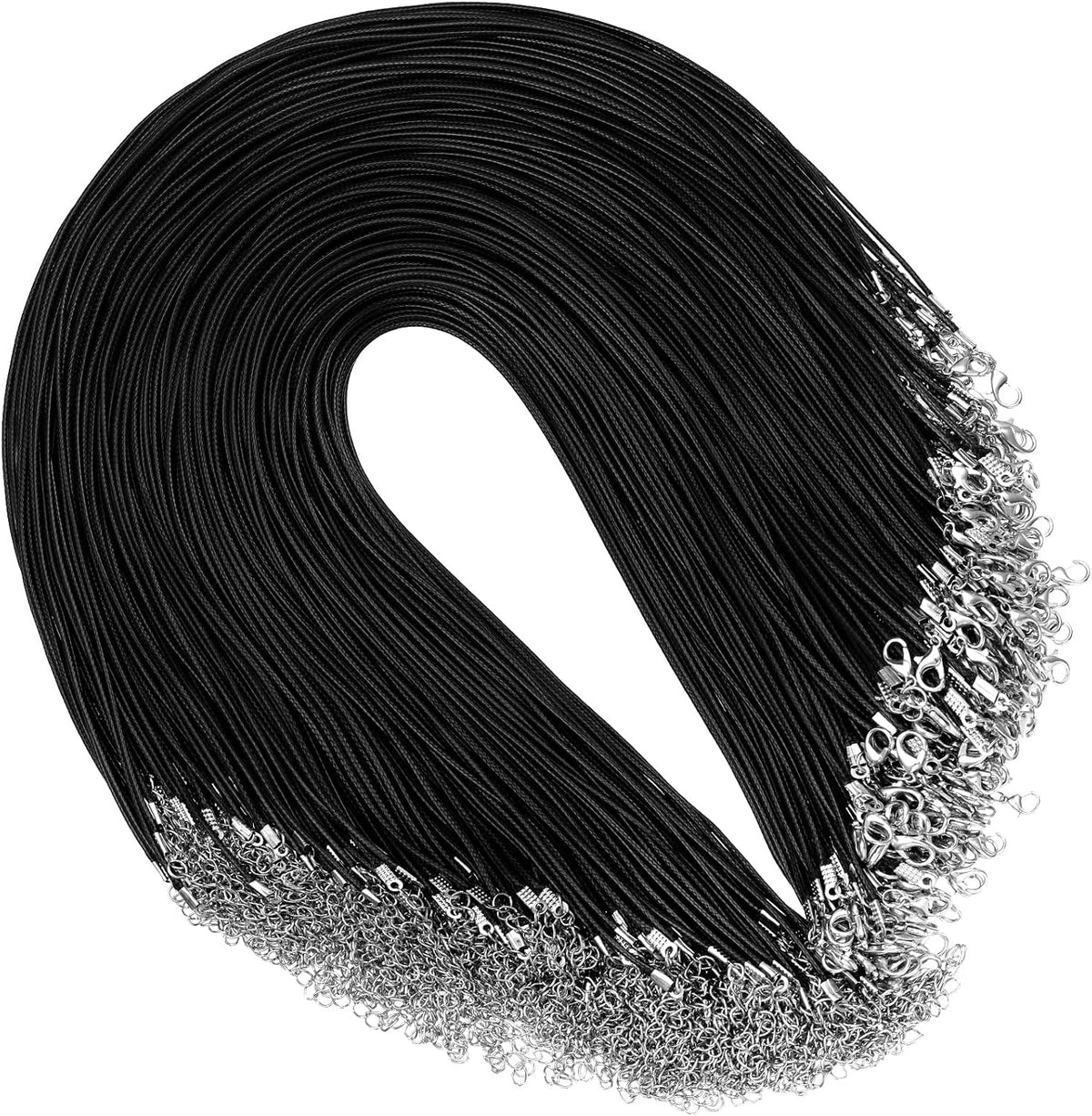 Sureio necklace cord front view showcasing black waxed string and clasp
